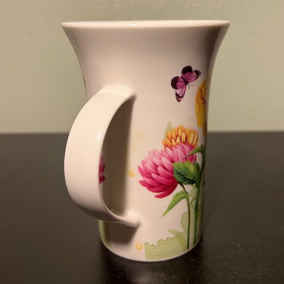 Floral Garden w/ Butterflies Tall Tapered Porcelain Cup - Picture 3 of 9